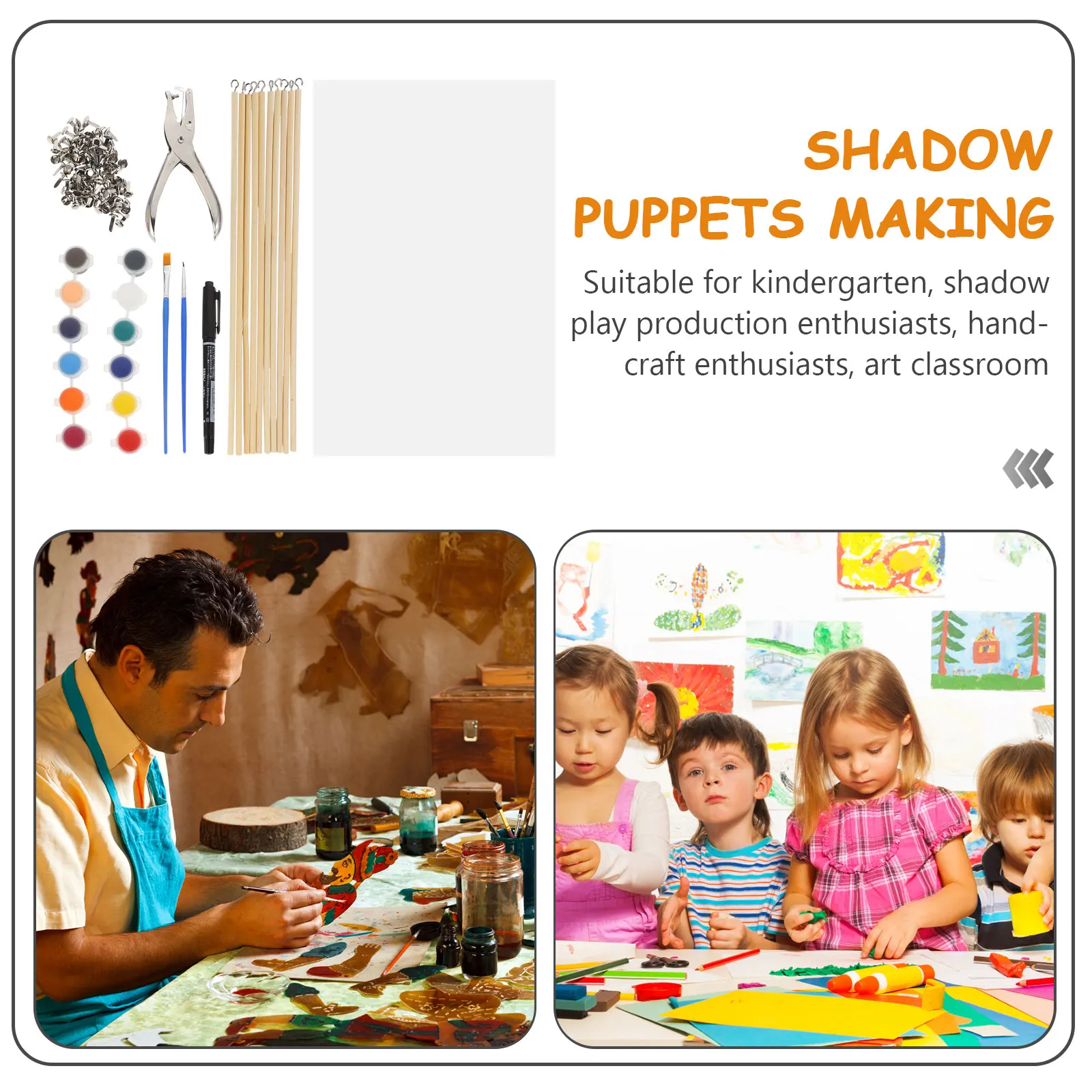 1Set Handmade Shadow Making Kit Free to Paint Figures for Family Bonding Activity Relaxing Craft Project Kids Fun Gift