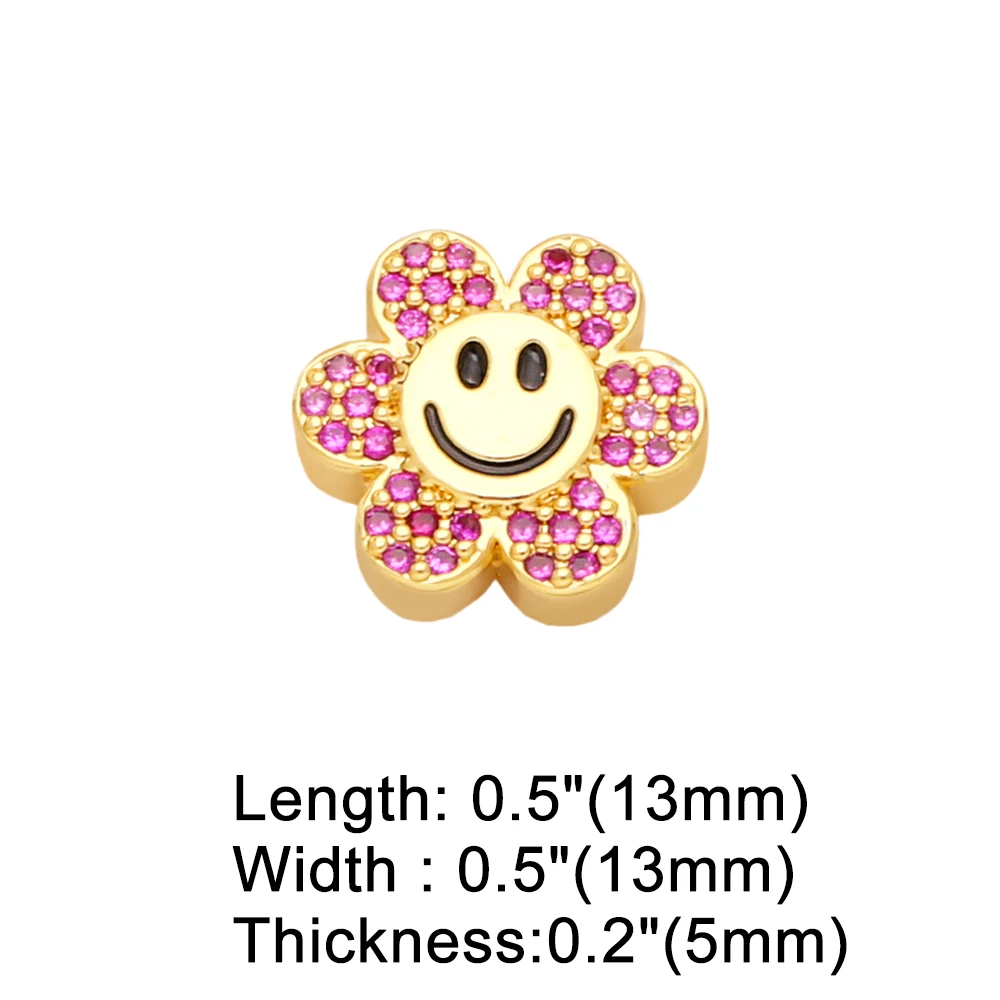 OCESRIO Multiple Color Sunflower Charms for Bracelet Necklace Handmade DIY CZ Copper Gold Plated Jewelry Making Supplies chma188