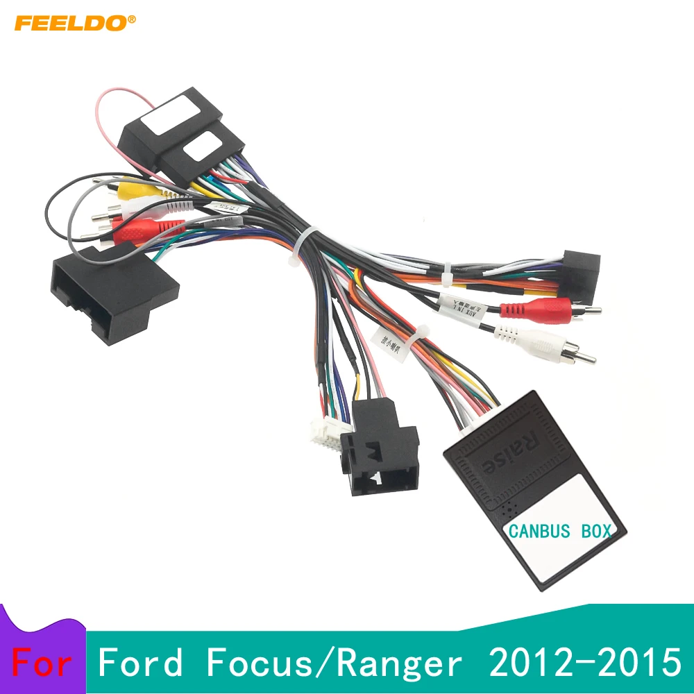 FEELDO Car Audio 16PIN Android Power Cable Adapter With Canbus Box For Ford Focus Ranger Audio Power Wiring Harness  #HQ6377