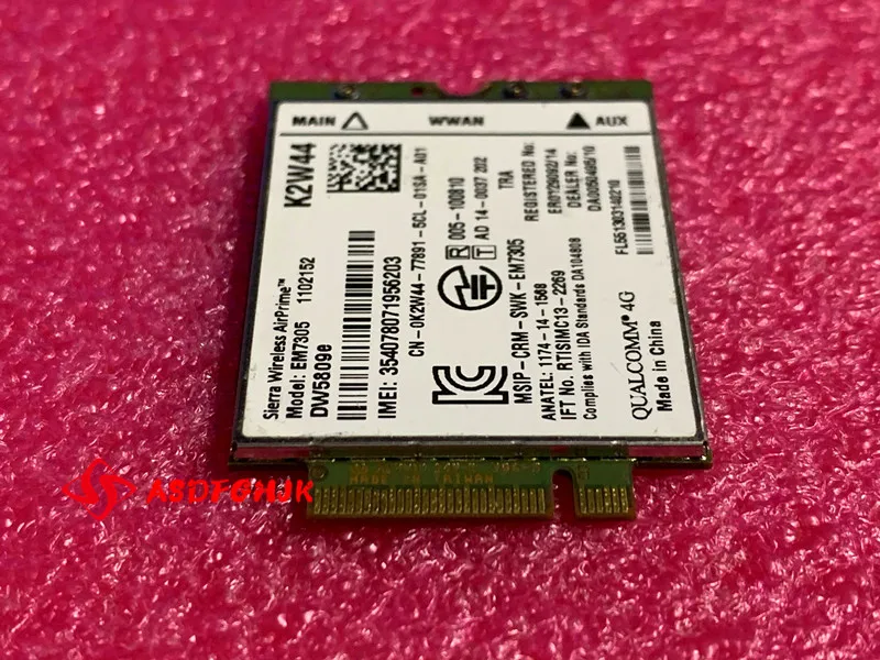 DW5809e K2w44 Sierra Wireless EM7305 M.2 NGFF 4G 100M LTE WWAN Card Module For Dell e7450 e7250 / 7250 e5550 / 5550 e5450 / 5450