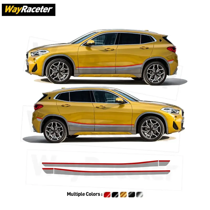 Car Door Side Stripes Skirt Sticker Graphics Vinyl Decal For X2 F39 M Performance M35i Sport 2018 2019 2020 2021 2022 2023