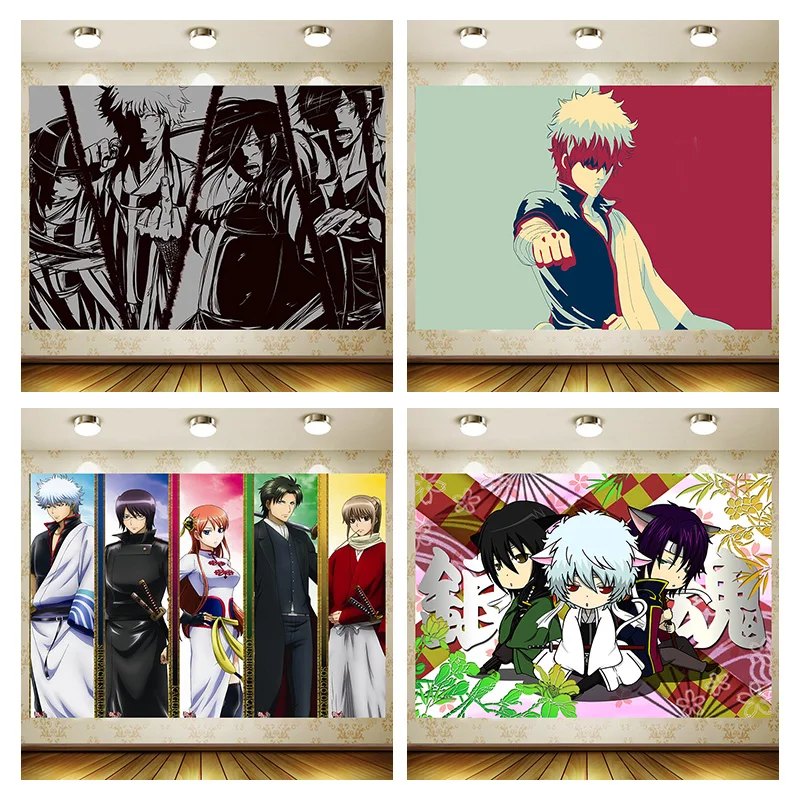 GINTAMA Birthday Supplies anime Party baby shower Cartoon Decoration Background Photography backdrop