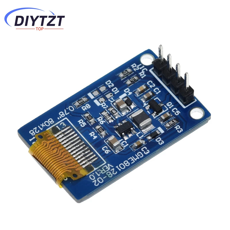 DIYTZT 0.78 inch OLED Display LCD Screen Module 0.78" White Color Resolution 128*80 SPI Interface SH1107 128X80 for arduino