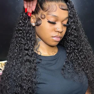 Kinky encaracolado 13x4 frente do laço perucas de cabelo humano para as mulheres indiano profundo encaracolado peruca frontal do laço molhado e ondulado fechamento perucas 200% densidade 10 principais vendas malha indiana - №2