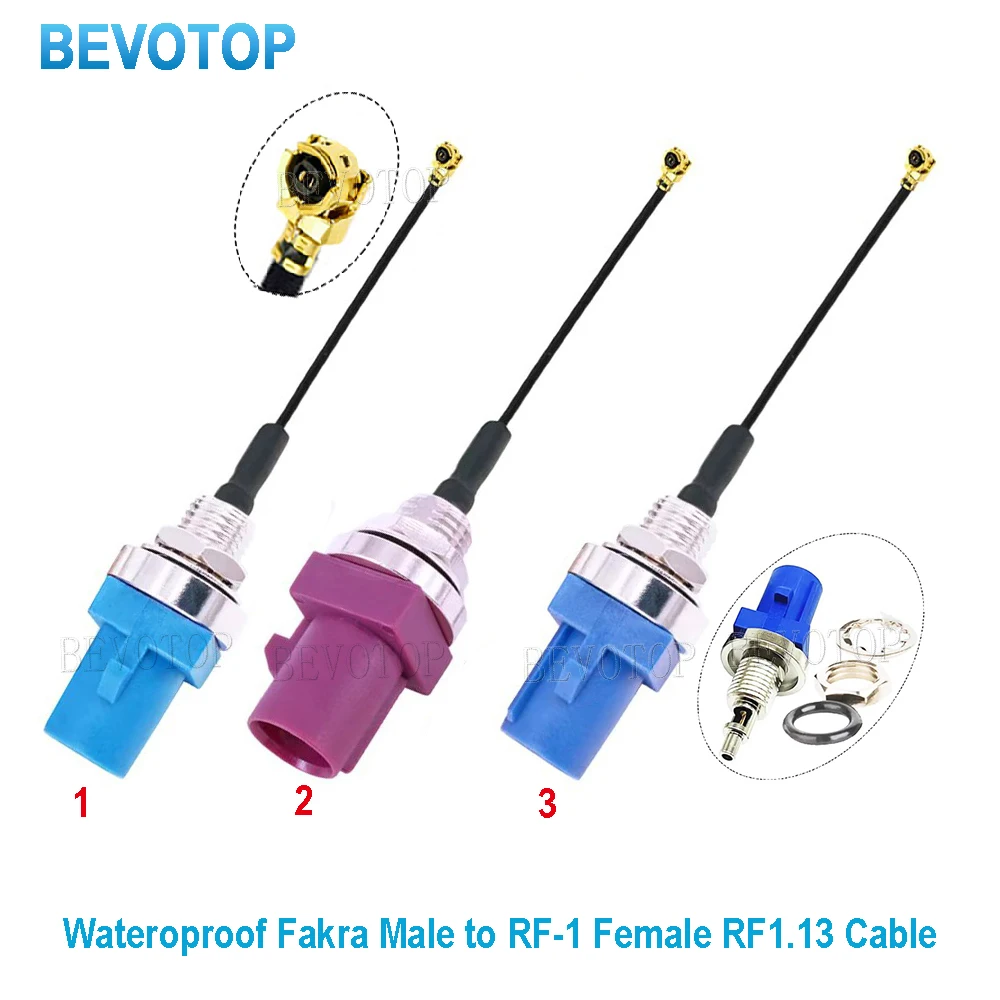 1 peça cabo fakra para rf rf1.13 à prova d'água fakra macho código c/d/z para u. fl fêmea jack antena trança fakra para ufl jumper