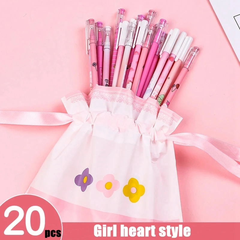 

20Pcs/Set Gel Pen Cherry Blossoms Neutral Pen Stationery Kawaii School Office Supplies Avocado Gel Ink Pen Pen Writing Tools