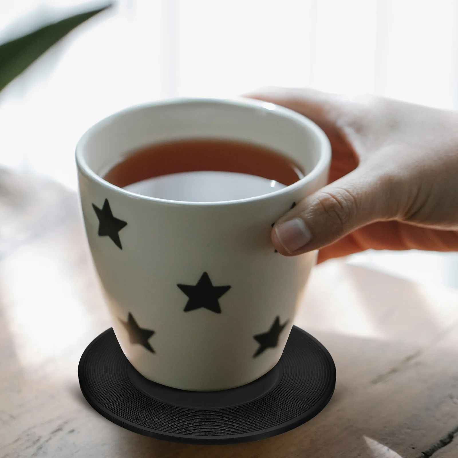 

6pcs Retro Vinyl Record Coasters Abs Nonslip Table Protection Creative Design Drink Cup Mats For Coffee Table Decor