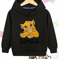 The Lion King Simba Cartoon Print Kids Hooded Sweatshirt - Unisex Long Sleeve Pullover for Boys & Girls, Perfect for Casual Wear