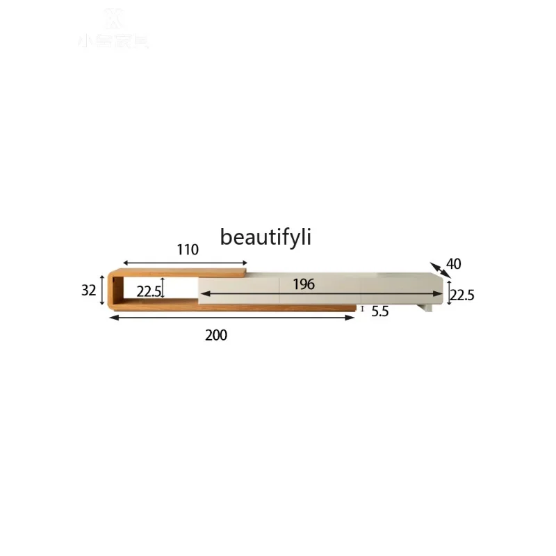 

Solid Wood TV Cabinet Japanese Modern Minimalist Living Room Log Nordic Retractable TV Stand
