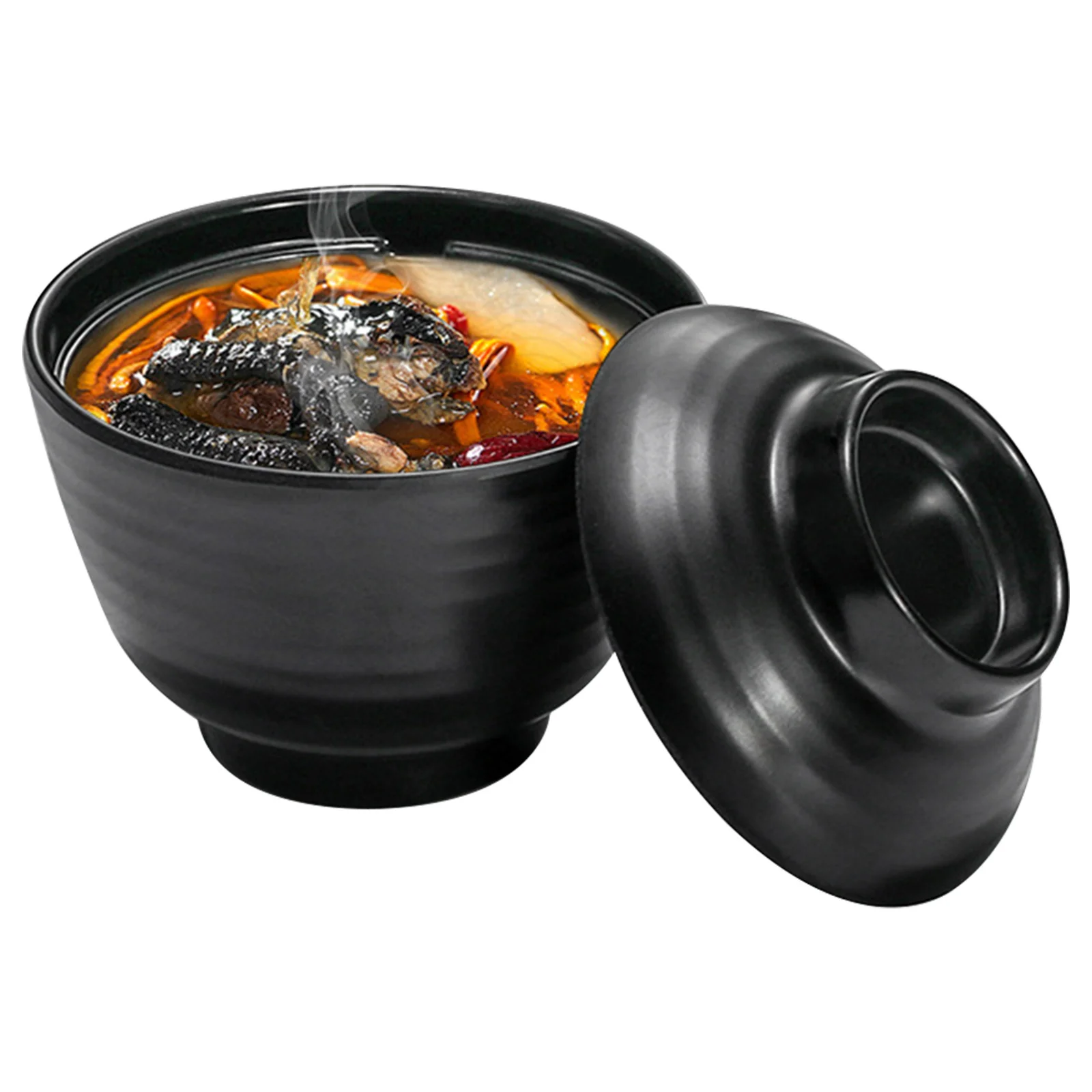 وعاء رامين مع غطاء على الطراز الياباني شوربة ميسو وعاء صغير تقليد الخزف الميلامين تخدم الحاويات للنودلز