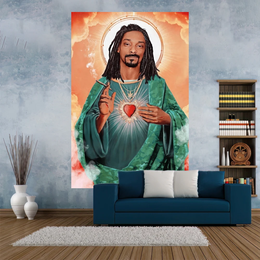 XxDeco Snoop Dogg Tapestry Rapper Jesus Printed Hippie Wall Hanging Room Decor Bedroom Background Beach Blanket Yoga Mat