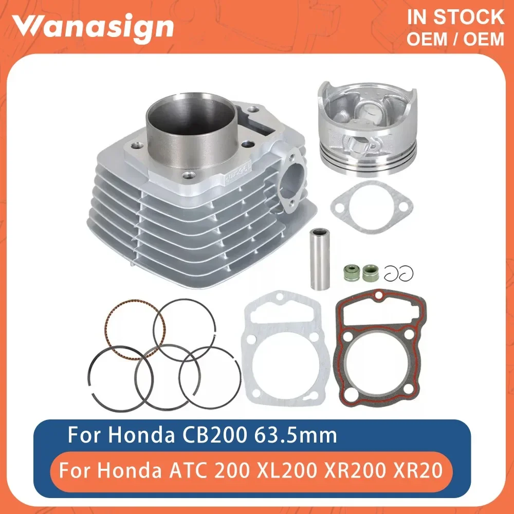 63.5mm Big Bore Motorcycle 196cm³ ATV Accesories Parts Engine Cylinder 200CC Piston Kit For Honda CB200 ATC 200 XL200 XR200 XR20