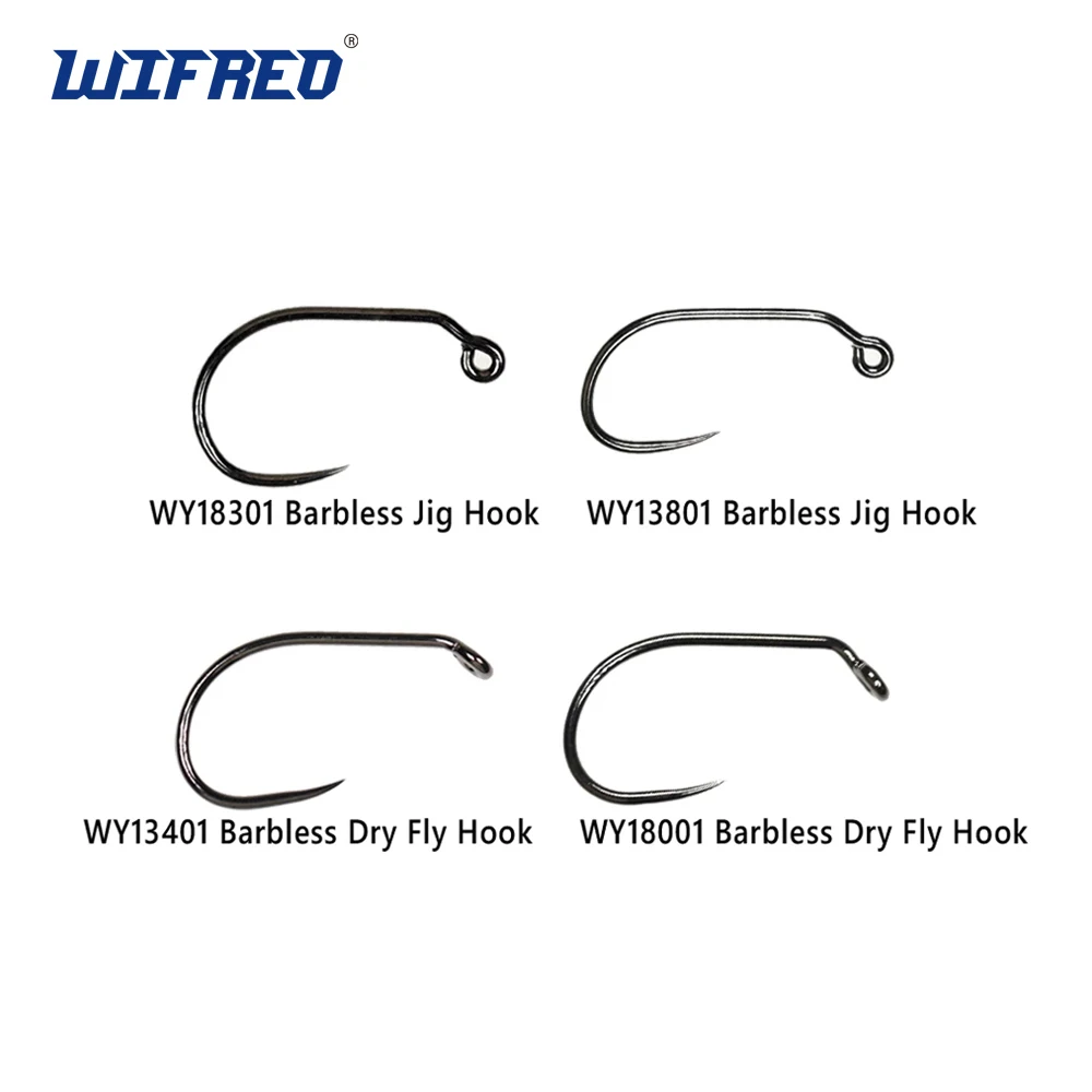 

Wifreo 100PCS Barbless Fly Tying Hooks Nymph Dry Wet Streamer Jig Fly Hooks Salmon Trout Fly Fishing Hooks Fly Tying Material