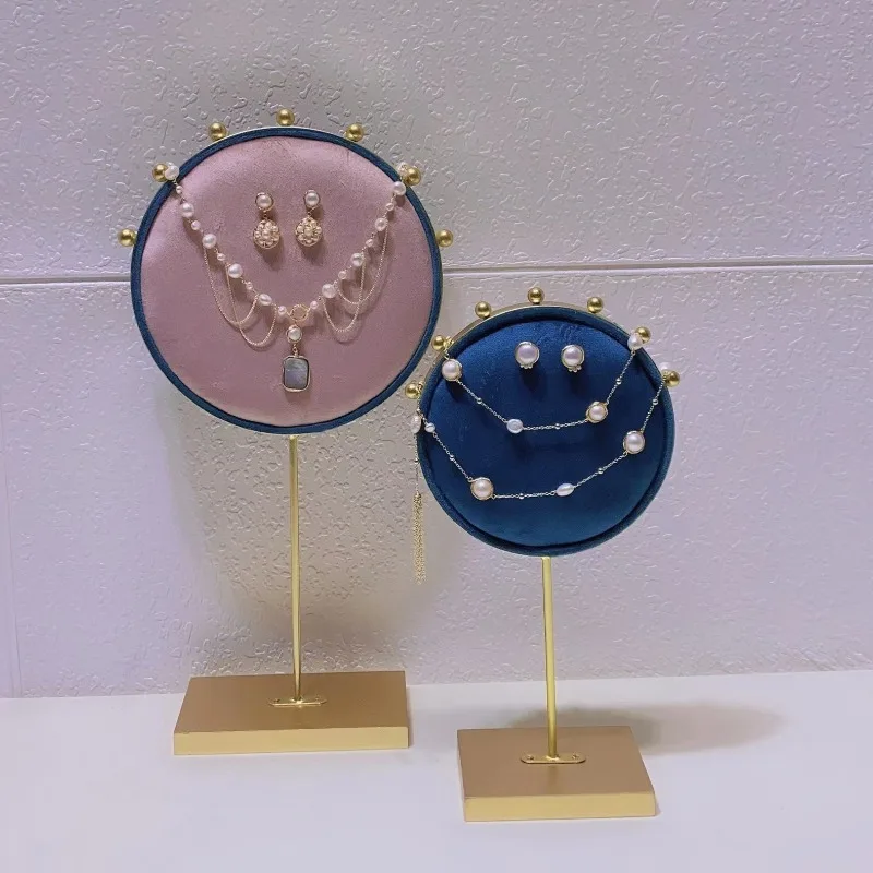 Headwear Necklace Display Stand AB Surface Dual Color Earrings Display Jewelry Holder Iron Velvet Cloth Pendant Display Props