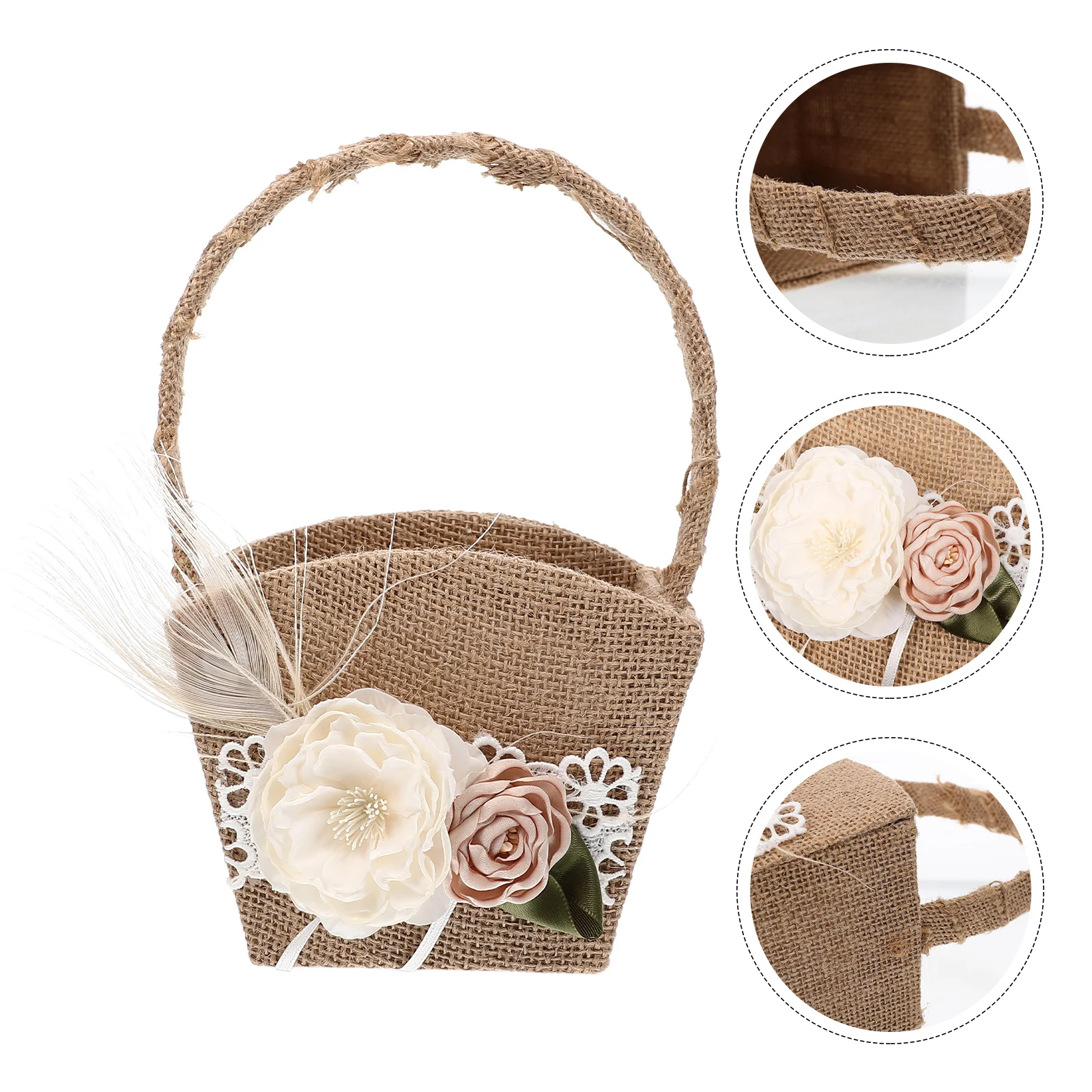 

Flower Basket For Wedding, Delicate Flower Girl Basket, Elegant Petal Holder, Ceremony Party Decoration, Handheld Wedding