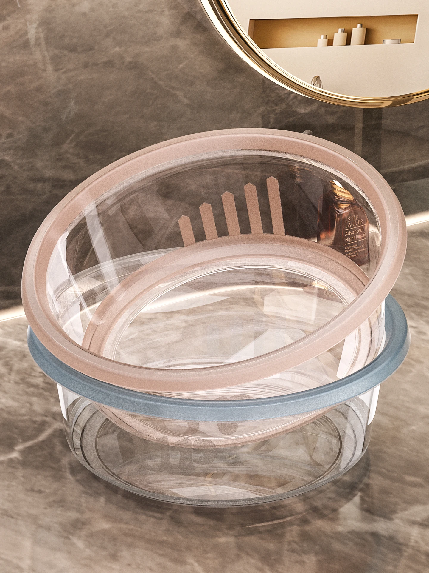 

Thickened Plastic Transparent Face Washing Basin Home Use Bathroom Toilet Washstand Large Size Foot Basin Hair Washing Bowl