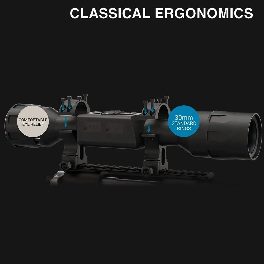 Ultra Light Day/Night Hunting Scope W/QHD+Sensor Military Tactical Sights Video Record 10hrs+ Battery Power Rifle Telescopic