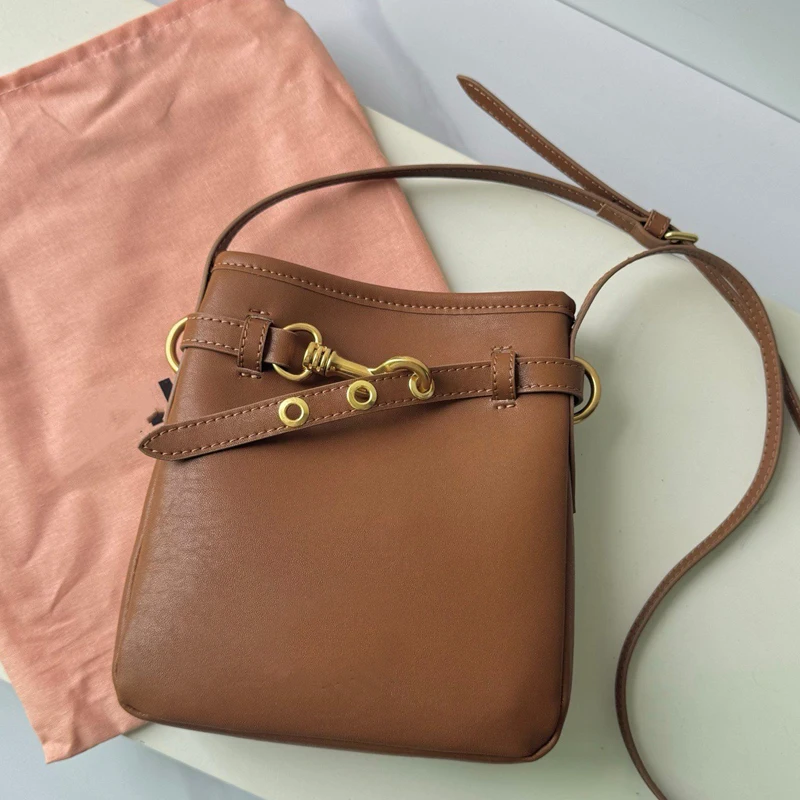 

Classic Genuine Leather Messenger Bags For Women Luxury Designer Handbag And Purses 2026 New In Cowhide Belt Buckle Shoulder Bag