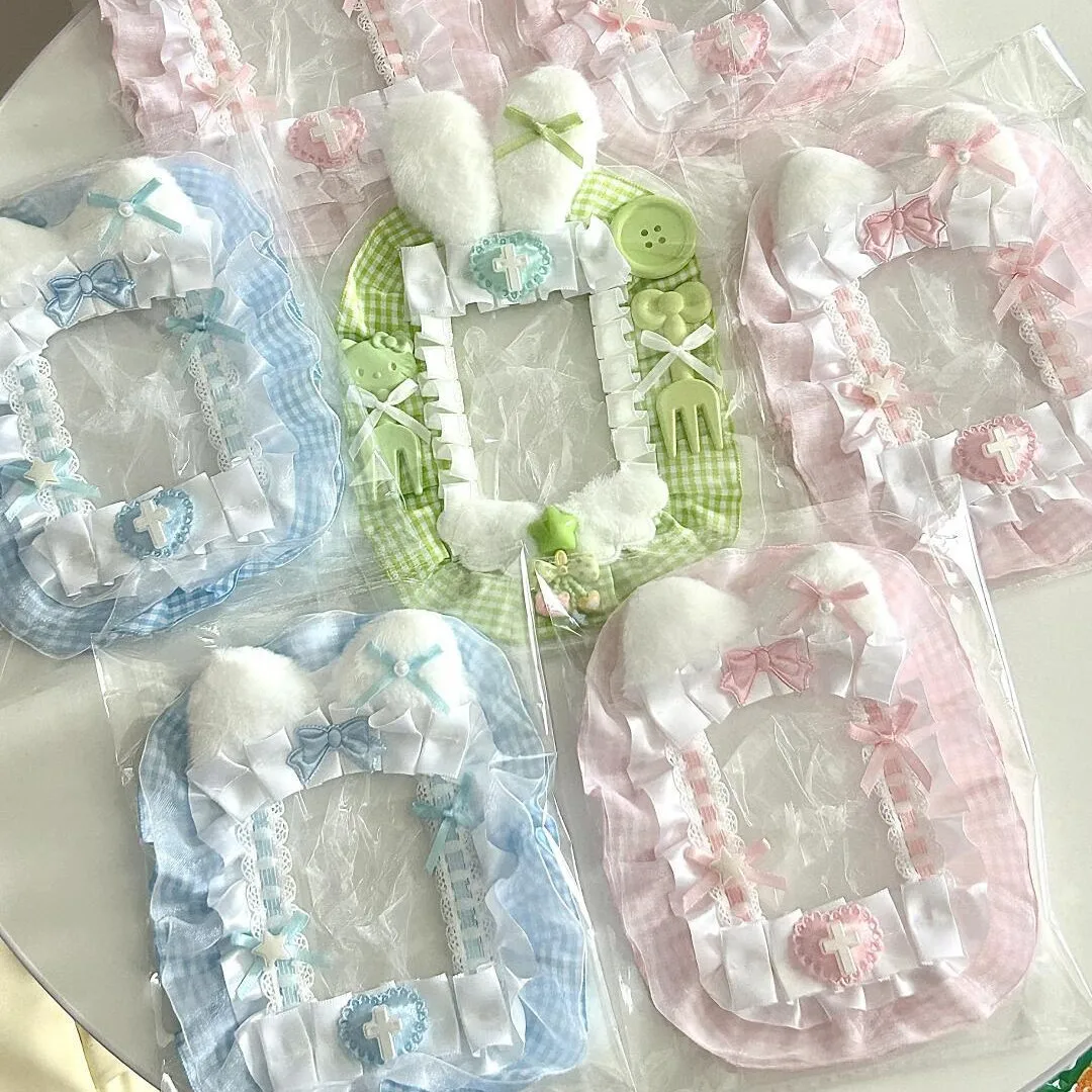 Photocard Sleeve, Ins‑Style Angel Plush DIY Card Holder with Wings & Lace Trim, High‑Aesthetic Handmade Card Protector Supplies