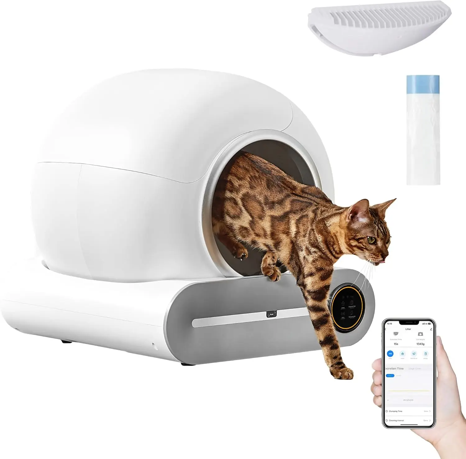 2025 Fully Automatic Electric Basin Smart Cat Litter Box Round Plastic Self-Cleaning Cat Toilet With Easy Clean Feature