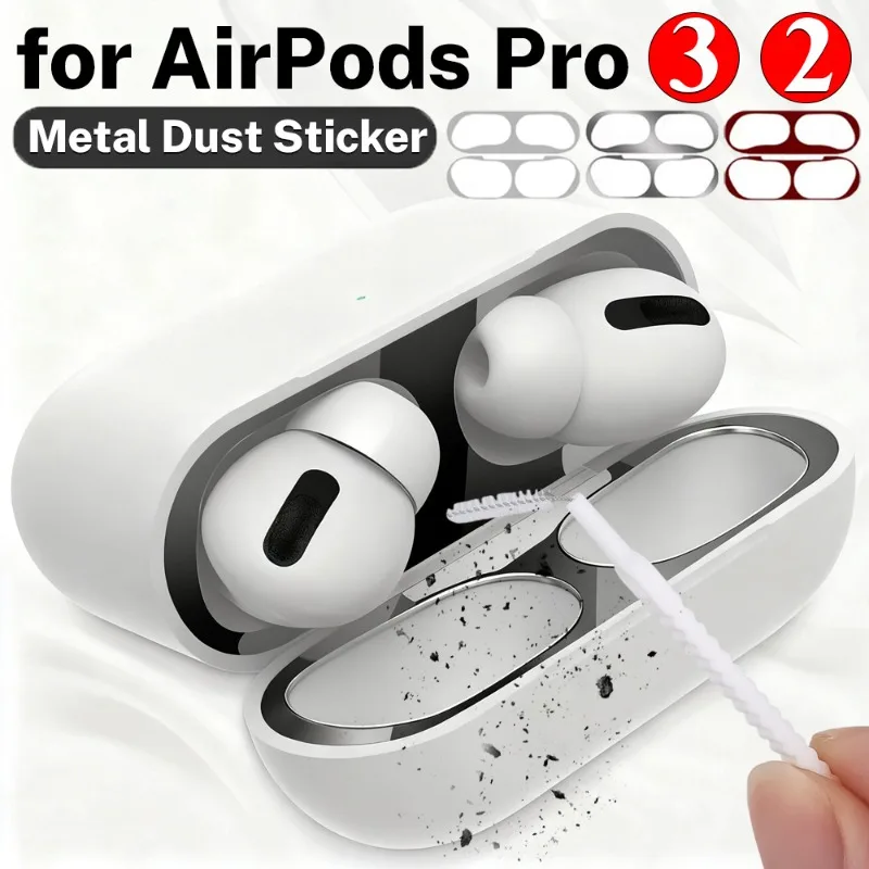 For Airpods Pro 3/2 Metal Dust-proof Sticker Ultra-Thin Film for AirPods Pro 2 3 Dust Guard Headphone Charging Box Accessories