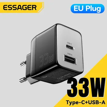 Essager GaN 33W USB şarj hızlı şarj PD QC 3.0 USB C şarj hızlı şarj için Samsung S21 için iPhone 14 13 seyahat şarj