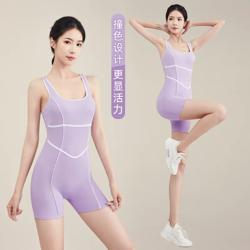 chest padded dance wear slim shaping sports fitness clothing women's quick-drying beautiful back one-piece yoga clothing