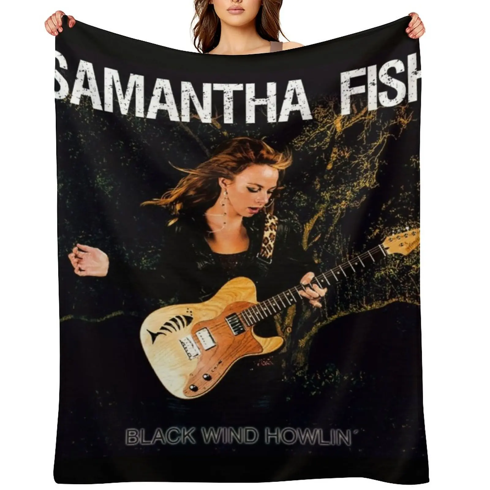 

Samantha Fish black wind howlin Throw Blanket Luxury Brand Fashion Sofas Bed linens Furry Blankets