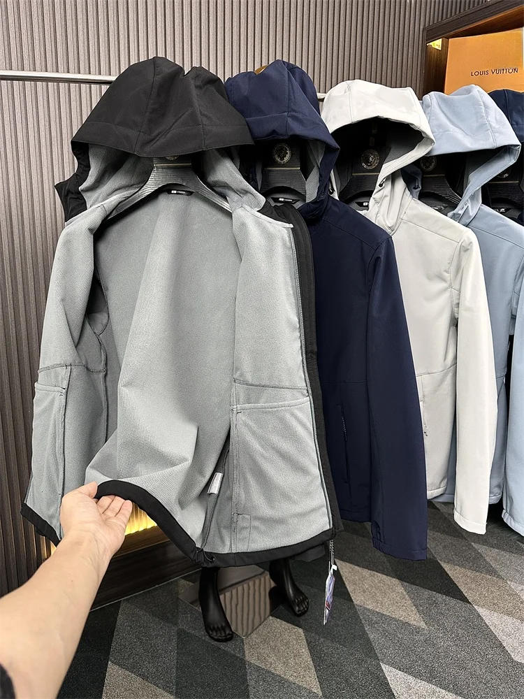 

Outdoor Men's Jaet Pure Color Waterproof Windproof Matrix Pattern Large N Order 33K Faion Urban Sle Long Sve Loose Fit