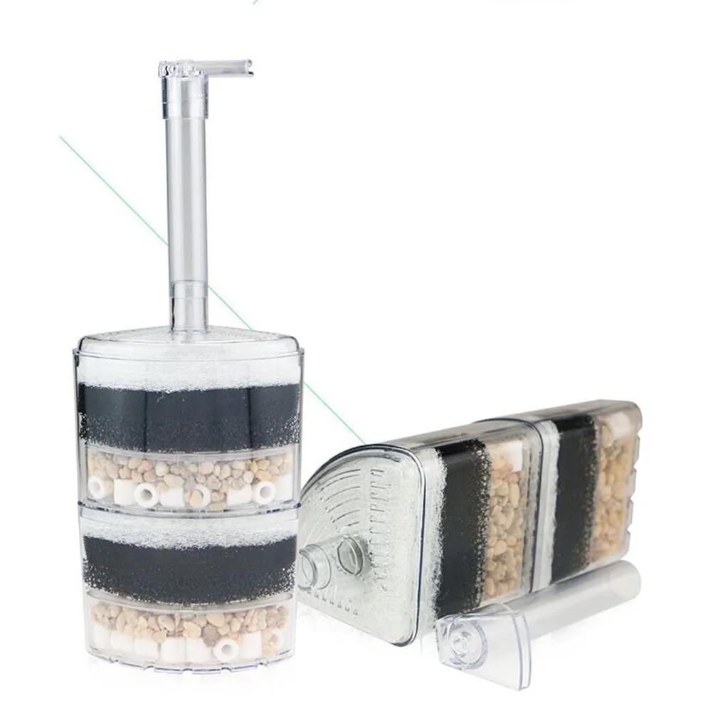 

Aquarium Corner Filter with Adjustable Outlet Air-Driven Bio Sponge Ceramic Rings Multilayer Filtration for Nano Fish Tank