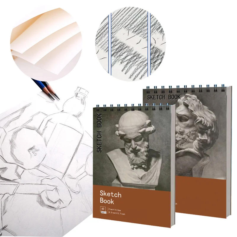 

A5 Sketchbook 60 Sheets/120 Pages Thickened Paper Not Easy To Penetrate for Sketching Watercolor Professional Painting Design