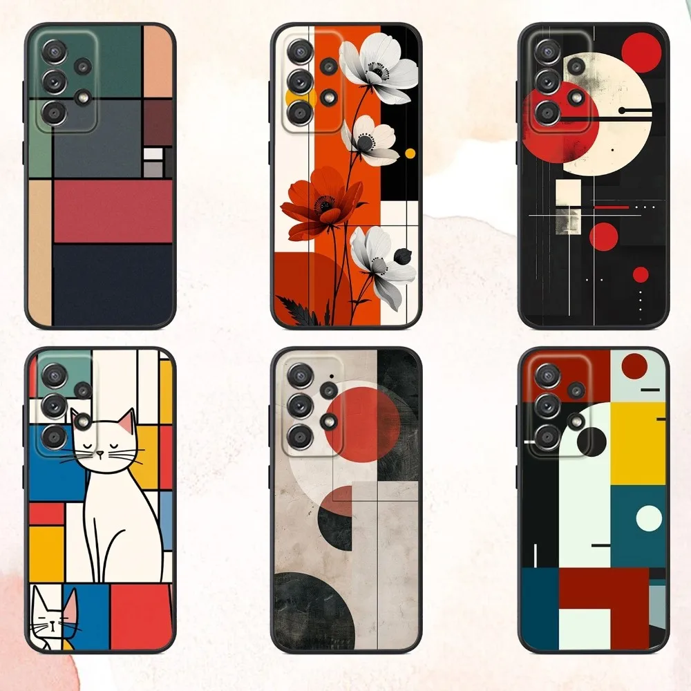 

Piet Pattern M-Mondrian Phone Case For Samsung S25,S24,S21,S22,S23,S30,Ultra,S20,Plus,Fe,Lite,Note,10,9,5G Black Cover
