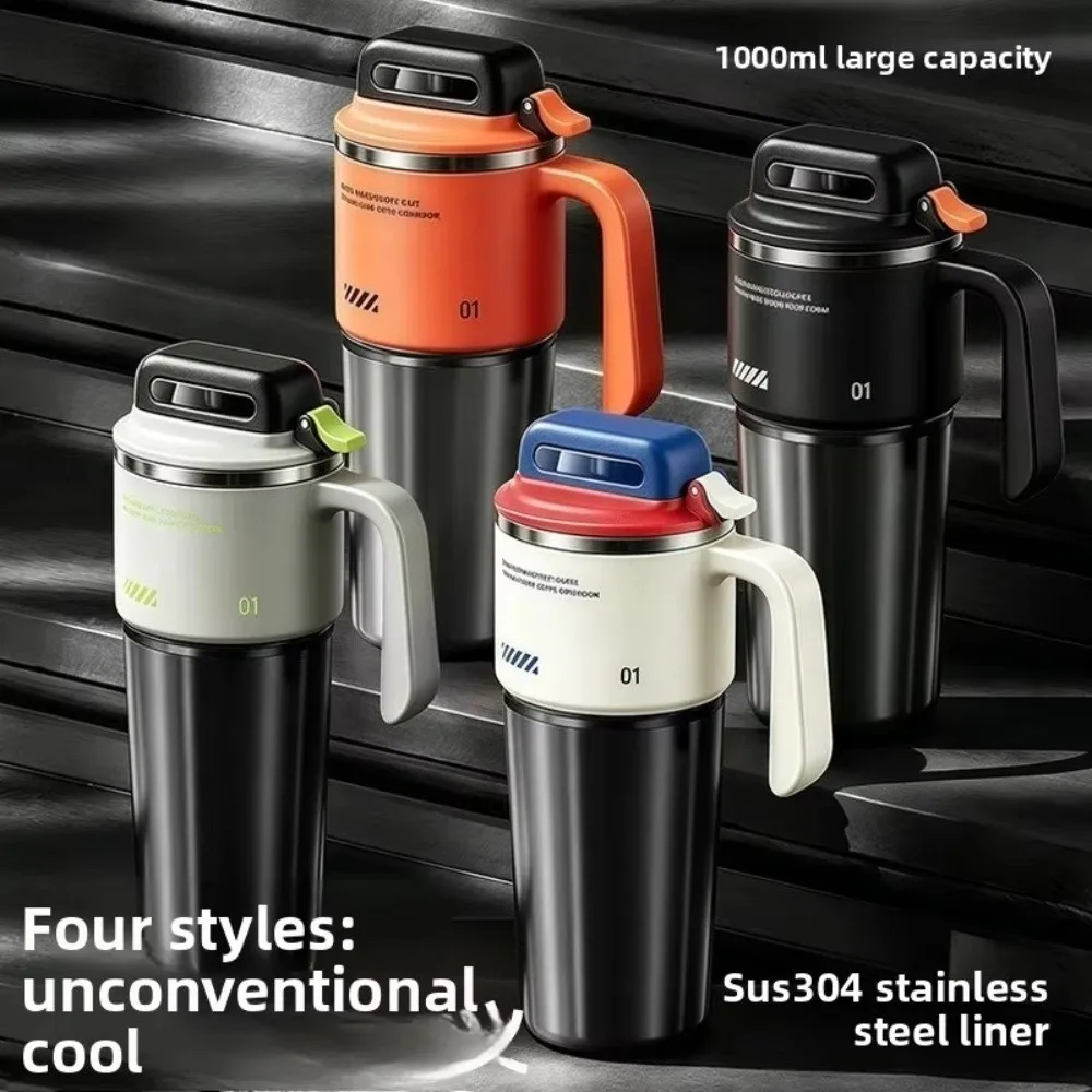 304 Stainless Steel Sports Insulated Bottle One-Click Open Lid Large Capacity Insulated Water Bottle Built-in Straw