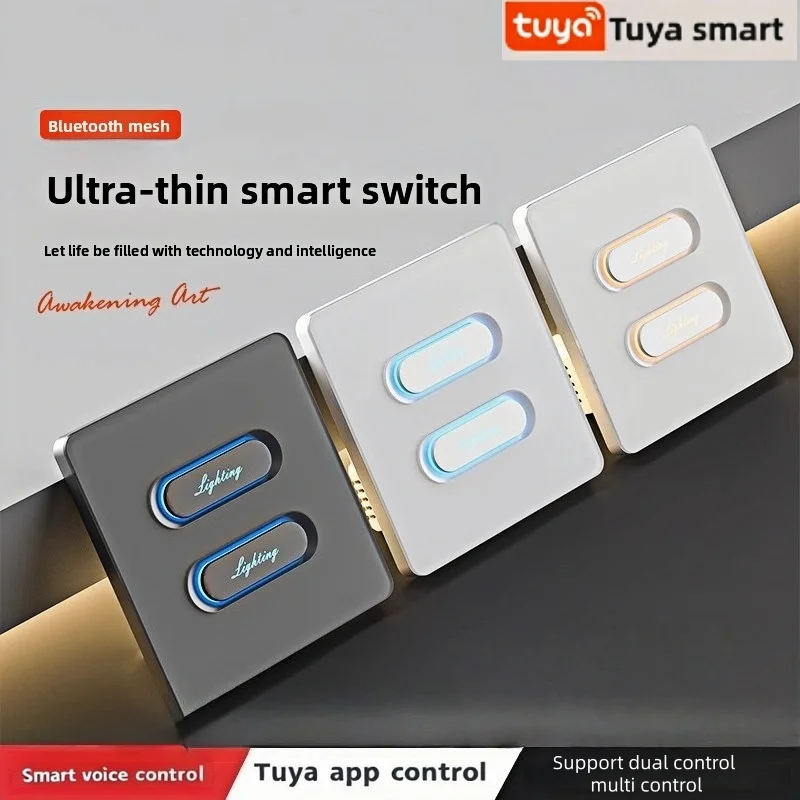 

Zigbee Ultra-Thin Smart Switch With Night Light Graffiti App Voice Control Timed Start Switch Supports Button Text Customization