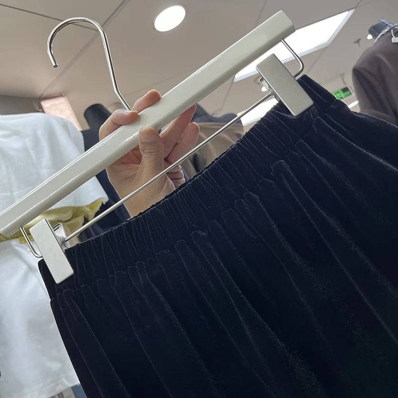 Koreańska aksamitna spódnica z koronkowym wykończeniem, damska, z wysokim stanem, dopasowana, z rozcięciem, obcisła, do pracy, nowość na jesień.