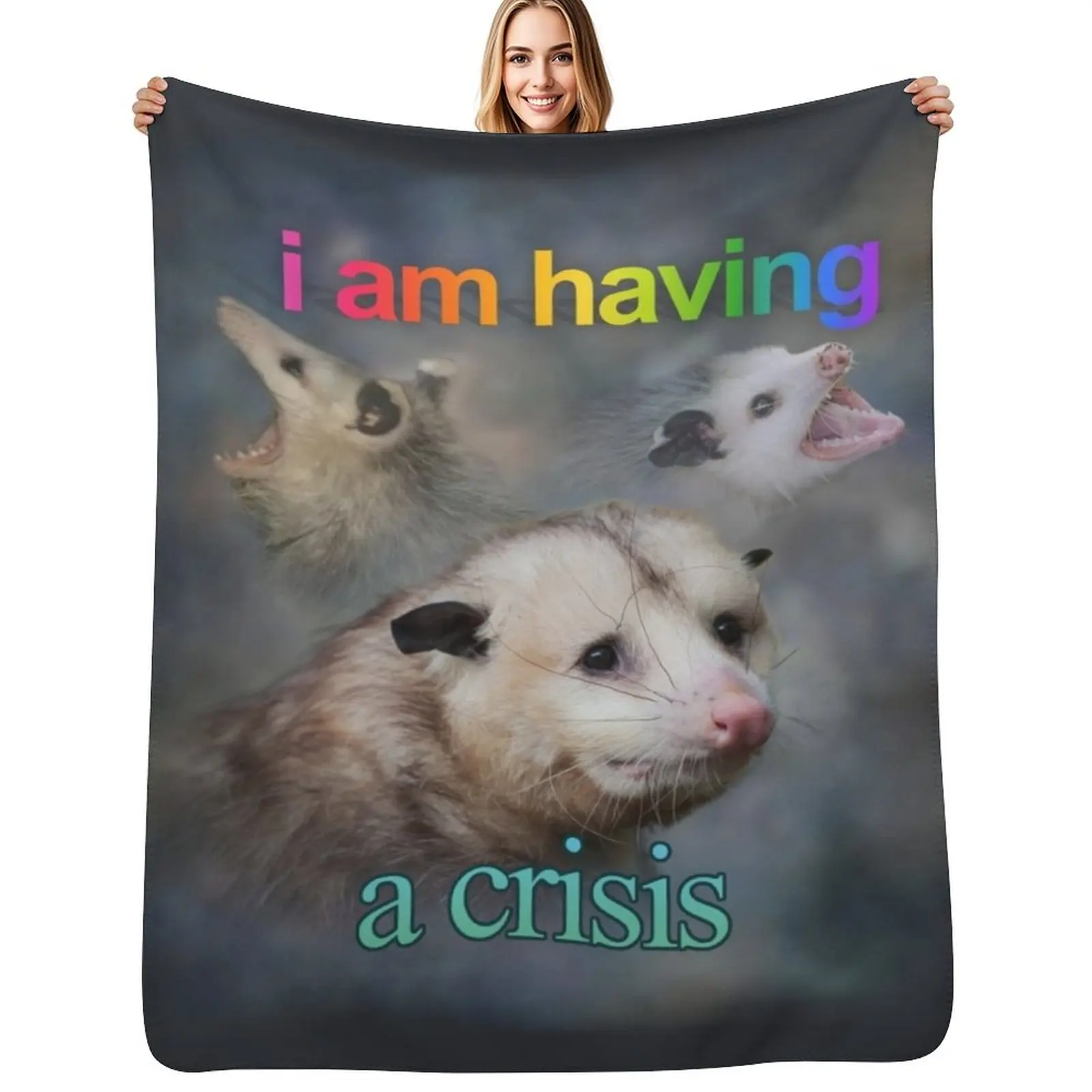 

I am having a crisis possum word art Throw Blanket Lightweight Warm Blanket for Indoor Outdoor Use
