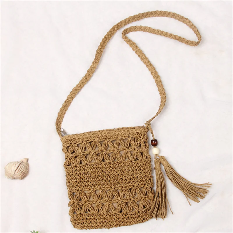 Hollow Women Messenger Bags Tassel Woven Shoulder Crossbody Bag Casual Beach Straw Bag For Women Bolsa Feminina