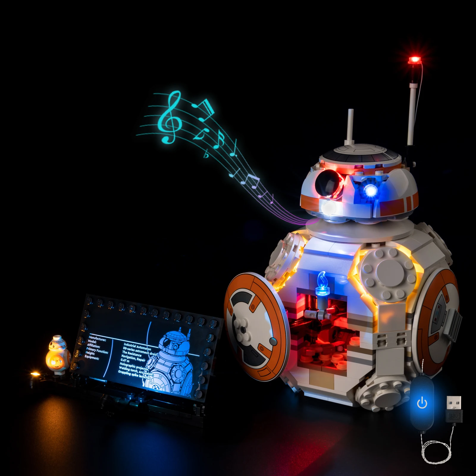

Набор светодиодных ламп, подходящий для LEGO BB-8 ™ Дроиды Астромех из «Звёздных войн» # Декоративная лампа из строительных блоков 75452 (модель без кирпичиков)