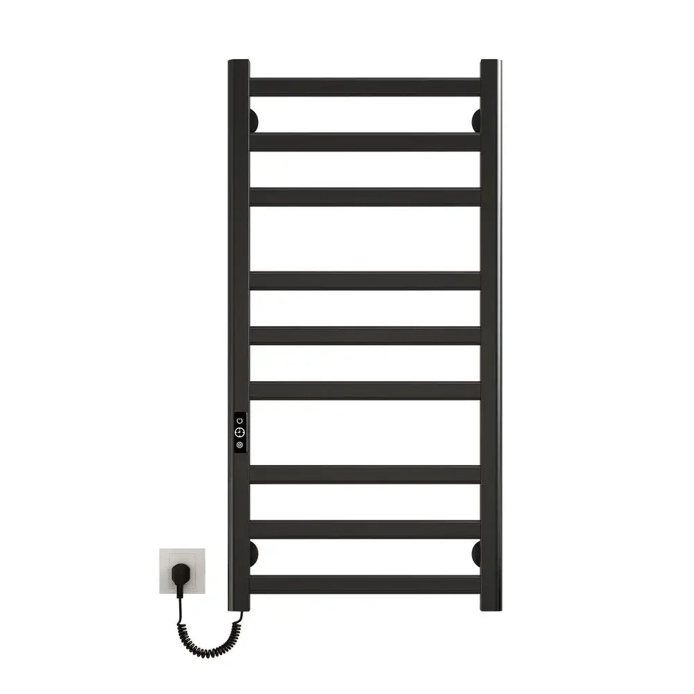 Electric Towel Warmer Rack 9 Bars Black Bathroom Heating Intelligent Touch Screen 39.37x19.69