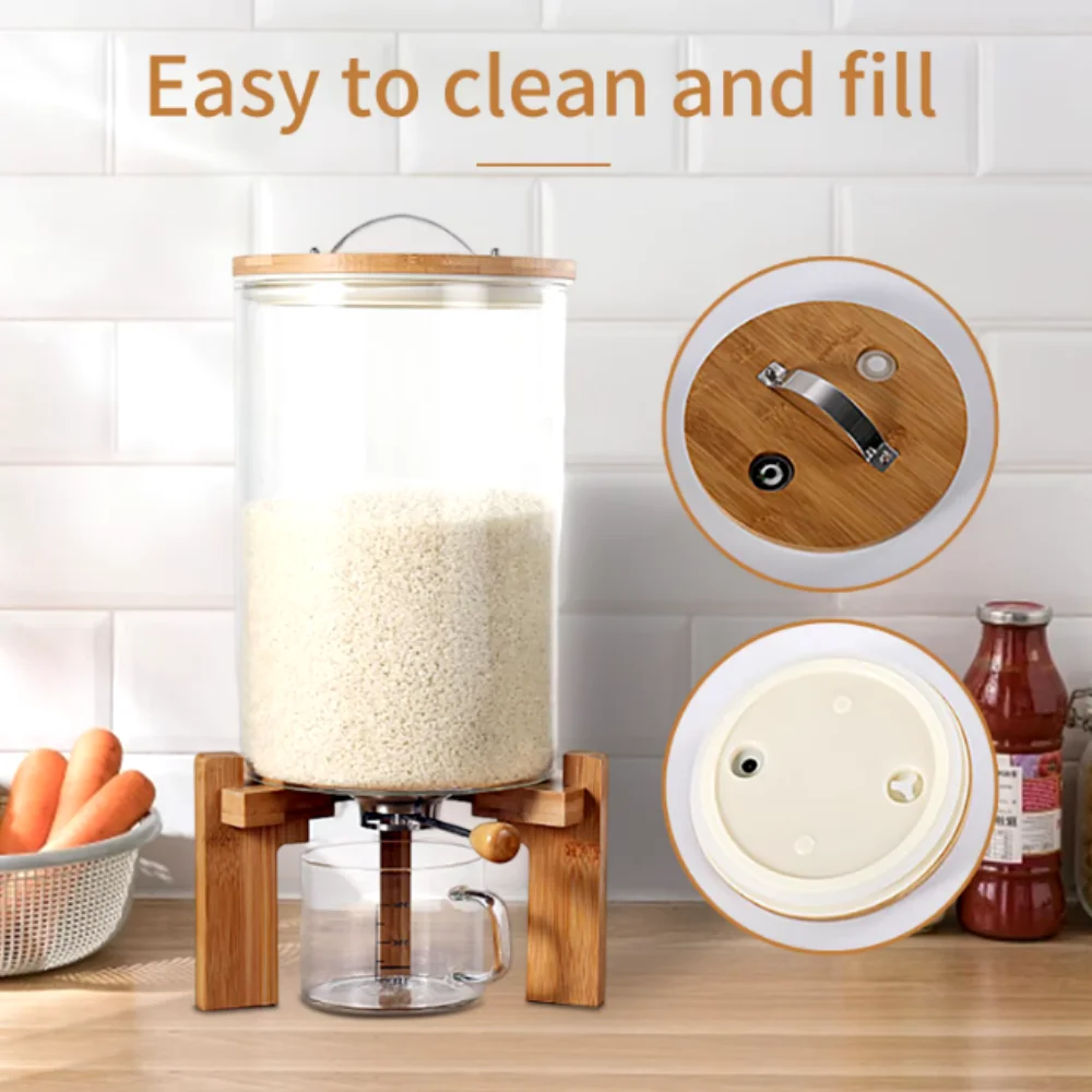 Flour And Cereal Container 5L/7.5L Rice Dispenser Creative Glass Food Storge For Kitchen Organization