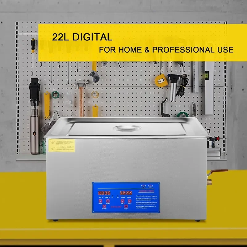 22L Industrial Sonic Cleaner with Digital Timer Heater 40kHz Professional Sonic Cleaner 110V with Excellent Cleaning Effect