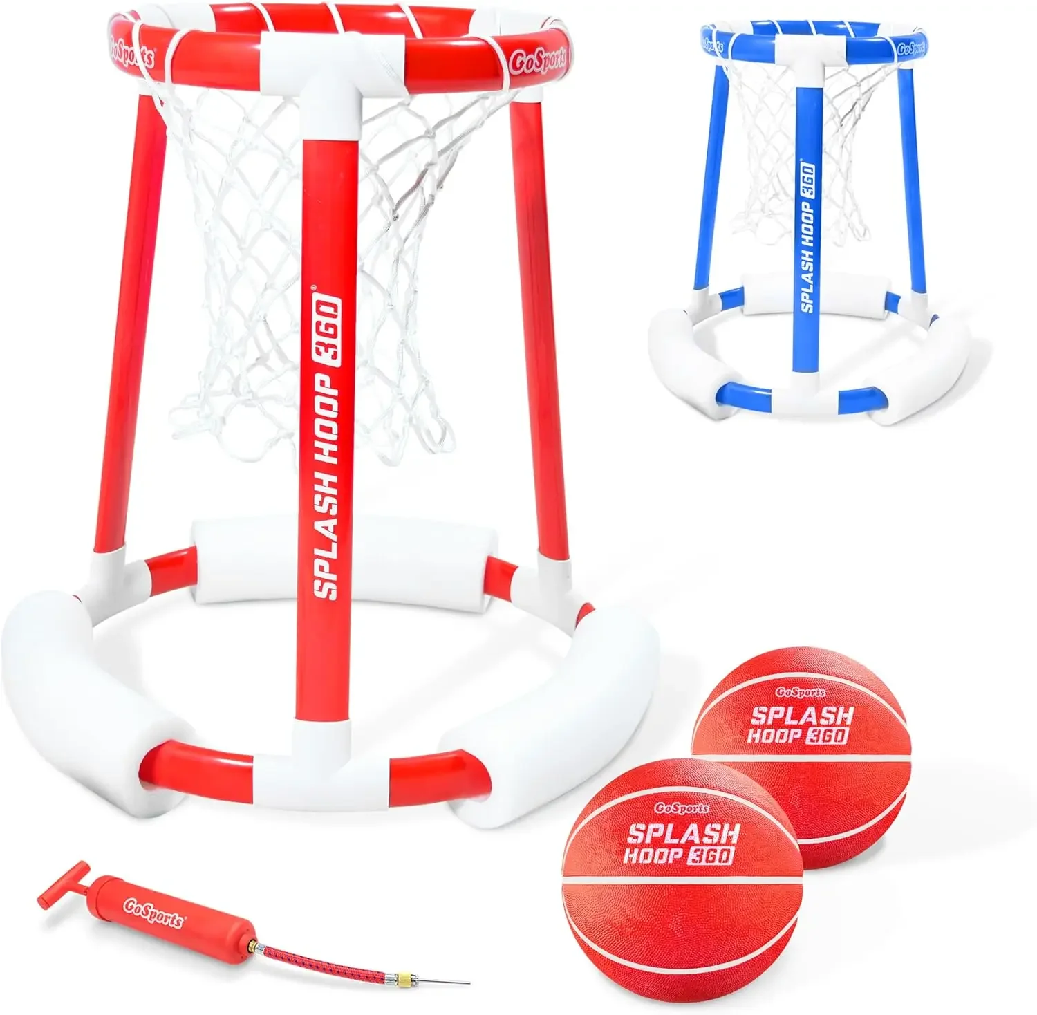 

Splash Hoop 360 Floating Pool Basketball Game - Includes Hoop, 2 Balls and Pump - Choose Red or Blue basketball net