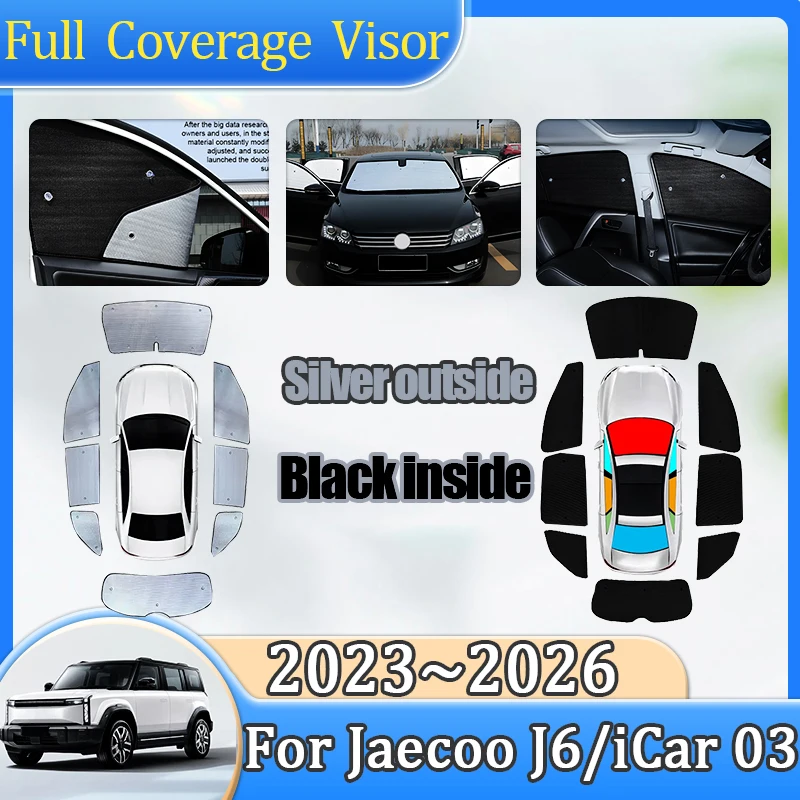 

For Jaecoo J6 Accessories Chery iCar 03 2023 2024 2025 2026 Custom-Fit Sunshading Blind Shade Sun Visors Anti-UV Car Accessories