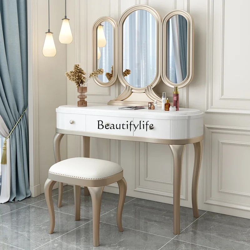 

yj39 French Style Solid Wood Dressing Table Light Luxury American Modern European Style Storage Cabinet Integrated Table