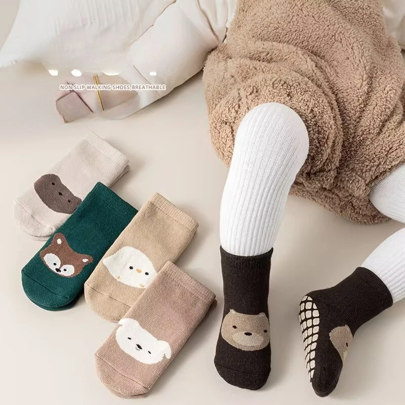 6 Paar Bodensocken für Neugeborene, rutschfest, für den Innenbereich, weicher Boden, rund, Cartoon-Mund, für Jungen und Mädchen, Kindersocken
