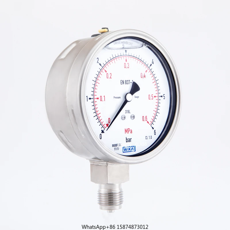 WIKA All Stainless Steel Bourdon Tube Pressure Gauge (Shockproof) 233.50.100 Radial 1/2NPT