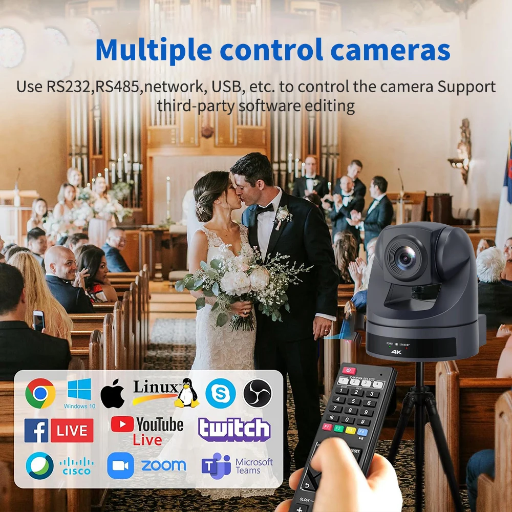 4K/Full HD1080P/60FPS 10X 20X Optical Zoom HDMI USB2.0 PTZ Video Conference Camera Live Streaming Broadcast Confer System