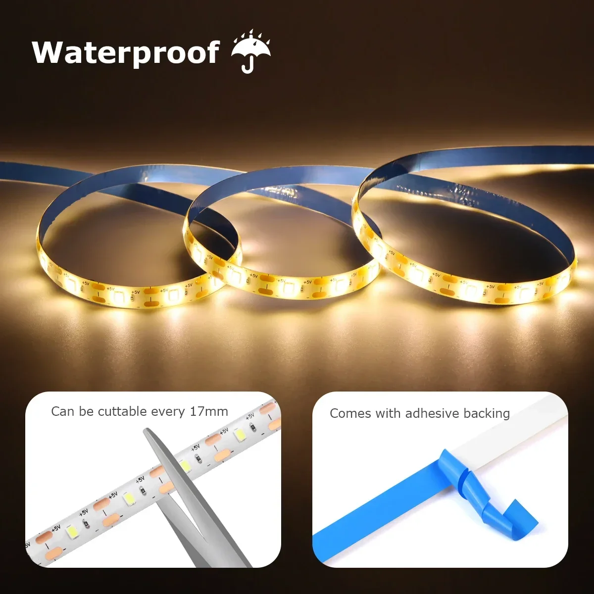 Wireless PIR Motion Sensor 5V USB LED Strip Light Flexible LED Tape Ribbon for Stair Closet Kitchen Backlight Night Light Decor