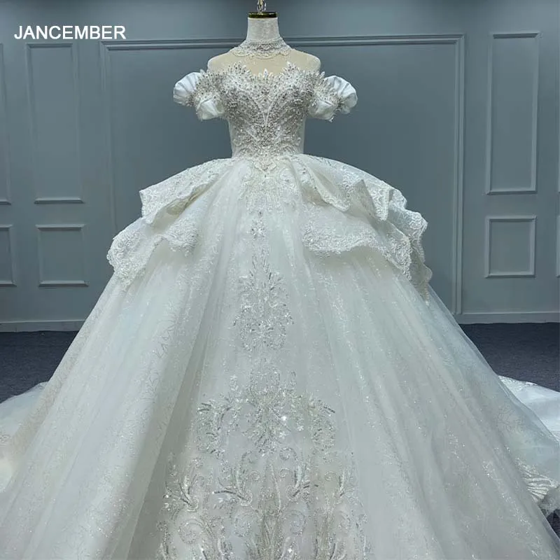 

Jancember Gorgeous Wedding Dresses Ball Gown Strapless Bride Dresses Illusion Wedding Beading Crystal MN161 Vestido De Noiva