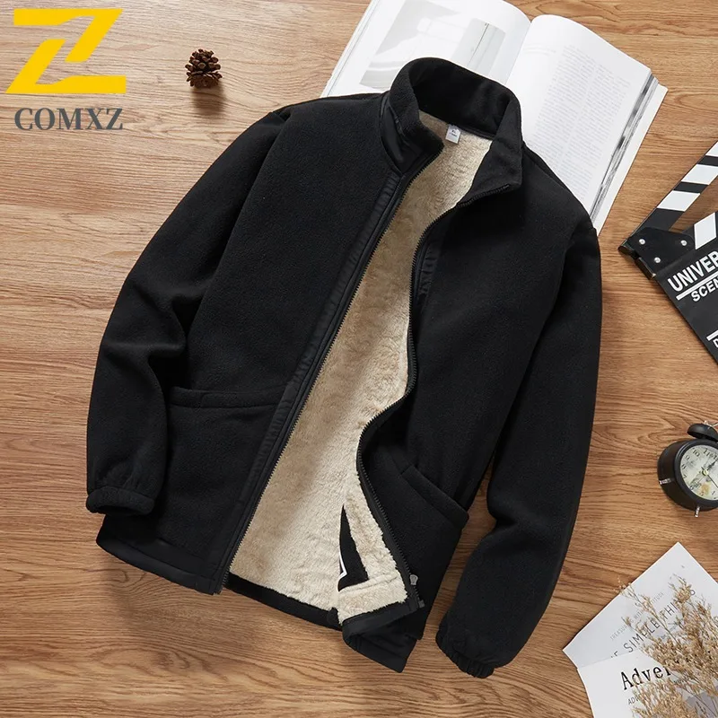 

COMXZ Mens Jacket Comfortable Hiking Travel Thickened Warm Parka Minimalist Stand Collar Solid Color Lightweight Winter Clothing
